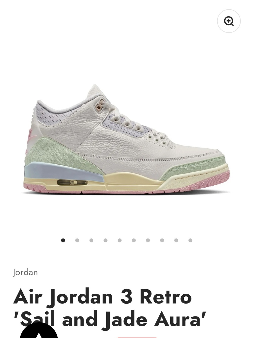 Jordan Air Jordan 3 Retro in Sail, Jade Aura, Pink